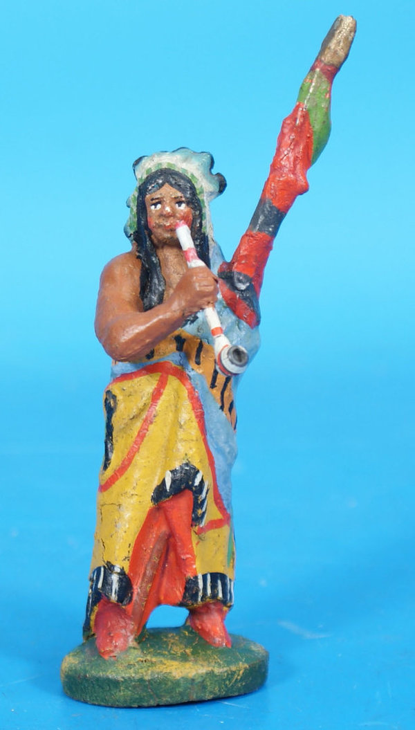 ELASTOLIN Indianer Häuptling mit Pfeife Masse WE004