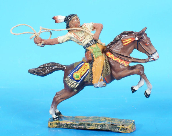 ELASTOLIN Indianer mit Lasso zu Pferd Masse WE040