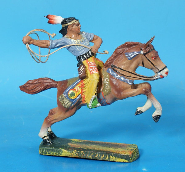 ELASTOLIN Indianer mit Lasso zu Pferd Masse WE523