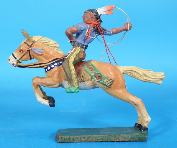 ELASTOLIN Indianer mit Lasso zu Pferd Masse WE524