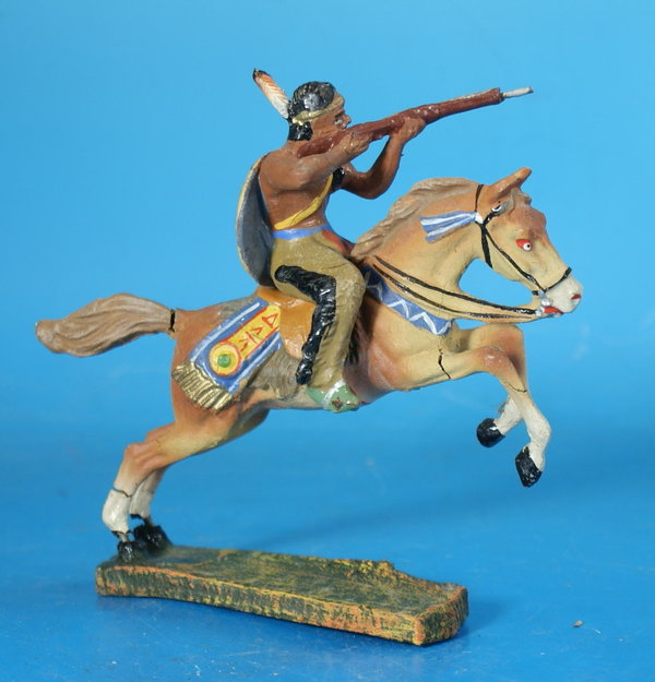 ELASTOLIN Indianer mit Gewehr zu Pferd Masse WE064