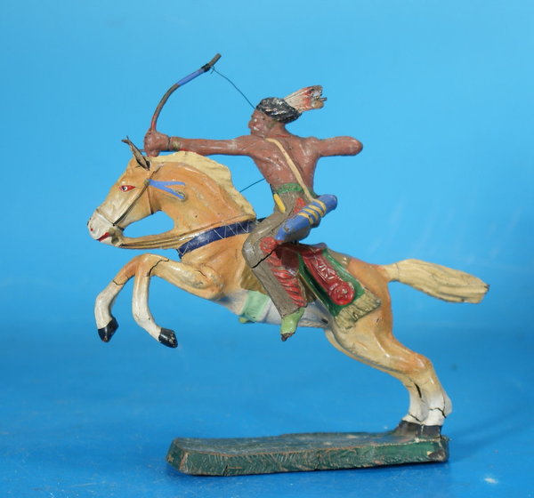 ELASTOLIN Indianer mit Bogen zu Pferd Masse WE546