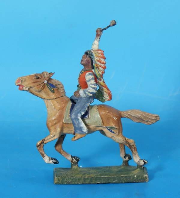 LINEOL Indianer mit Tomahawk zu Pferd Masse WL013