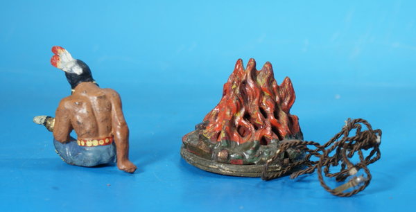 LINEOL Indianer mit Pfeife + Feuer Masse WL030