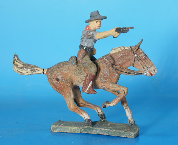 ELASTOLIN Cowboy auf seltenen Pferd um 1950 WE609