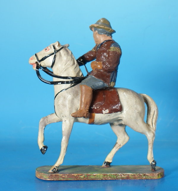 ELASTOLIN Buffalo Bill zu Pferd 11 cm um 1920 Masse WE 1023