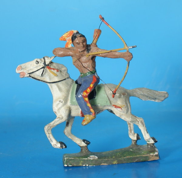 LINEOL Indianer m. Bogen zu Pferd um 1930 Masse WL615