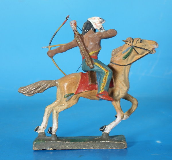 LINEOL Indianer m. Bogen zu Pferd um 1930 Masse WL616