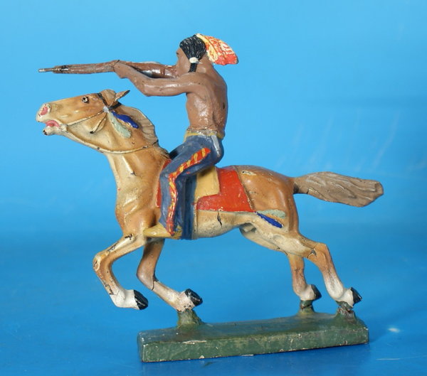 LINEOL Indianer m. Gewehr zu Pferd um 1930 Masse WL618
