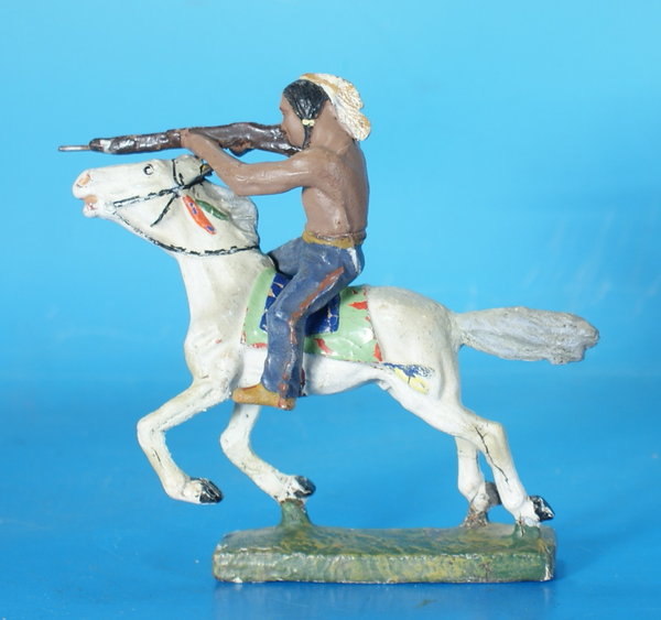 LINEOL Indianer m. Gewehr zu Pferd um 1930 Masse WL628