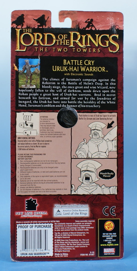 TOYBIZ Herr der Ringe Battle Cry Uruk-Hai Warrior HDR078