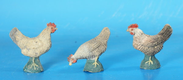 STROLA 3 Hühner um 1920 Masse Stro104Y