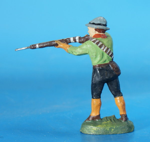 ELASTOLIN Cowboy mit Gewehr schießend um 1930 Masse WE273