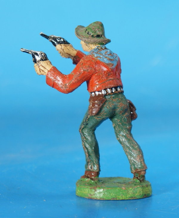 ELASTOLIN Cowboy mit 2 Pistolen schießend um 1930 Masse WE281