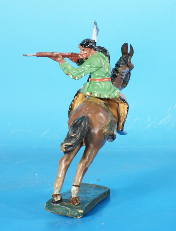 ELASTOLIN Indianer mit Gewehr zu Pferd um 1950 Masse WE618H