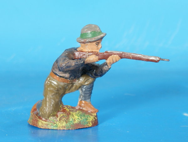 ELASTOLIN Cowboy mit Gewehr kniend 11 cm um 1920 Masse WE 1041L