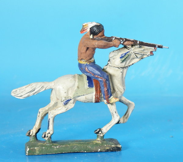 LINEOL Indianer mit Gewehr zu Pferd um 1930 Masse WL679 C