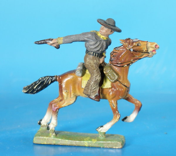 LINEOL Cowboy mit Pistole zu Pferd um 1930 Masse WL680 C