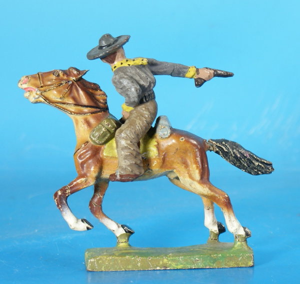 LINEOL Cowboy mit Pistole zu Pferd um 1930 Masse WL680 C