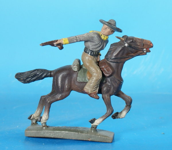 LINEOL Cowboy mit Pistole zu Pferd um 1930 Masse WL681 C