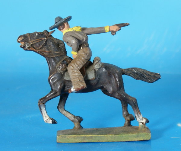 LINEOL Cowboy mit Pistole zu Pferd um 1930 Masse WL718C1