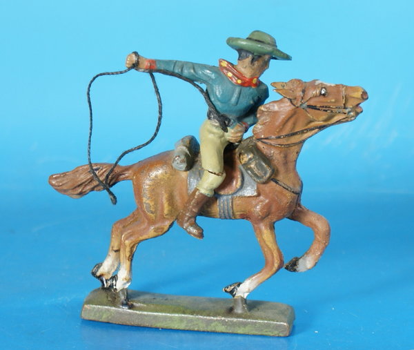 LINEOL Cowboy mit Lasso zu Pferd um 1930 Masse WL721C1