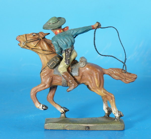LINEOL Cowboy mit Lasso zu Pferd um 1930 Masse WL721C1