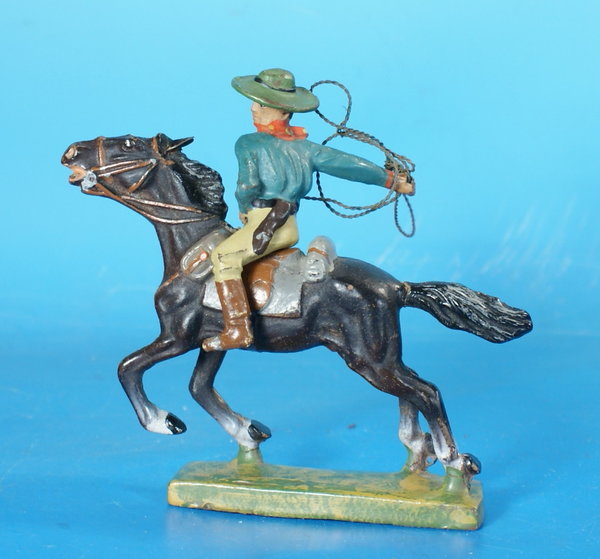 LINEOL Cowboy mit Lasso zu Pferd um 1930 Masse WL706H