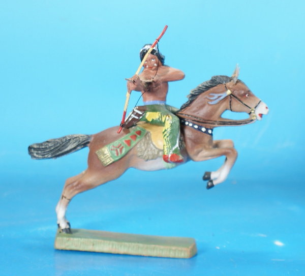 ELASTOLIN Indianer mit Bogen zu Pferd um 1950 Masse WE702 C5