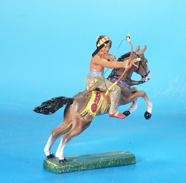 ELASTOLIN Indianer mit Bogen zu Pferd um 1950 Masse WE703 C5