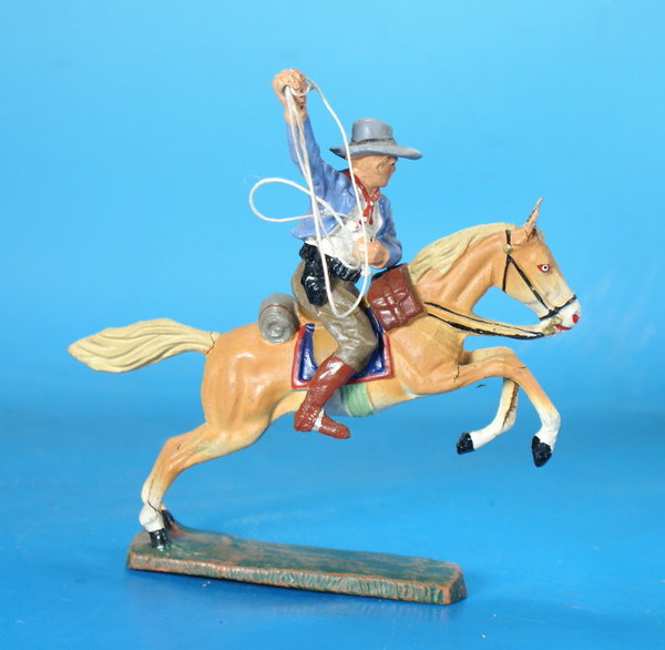ELASTOLIN Cowboy mit Lasso zu Pferd um 1950 Masse WE721 C5