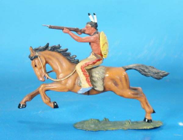 ELASTOLIN Indianer zu Pferd um 1970 Plastik WEP287 C7