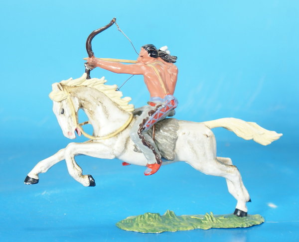 ELASTOLIN Indianer mit Bogen zu Pferd um 1970 Plastik WEP328 C7