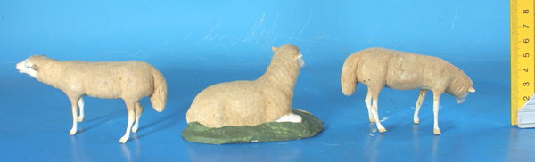 Krippenfiguren 6 Schafe um 1930 Masse Krip170 Vo