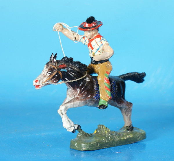 PLASTINOL Cowboy zu Pferd um 1950 Masse WPLA021 Y