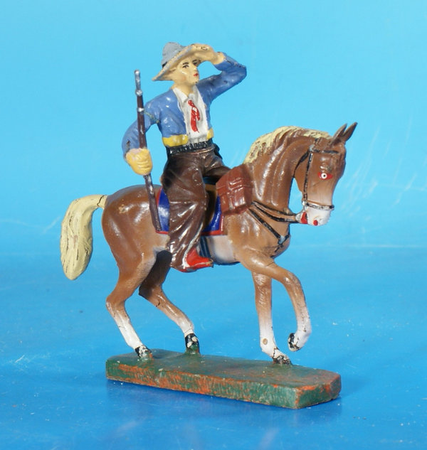 ELASTOLIN Cowboy zu Pferd um 1930 Masse WE308 c11