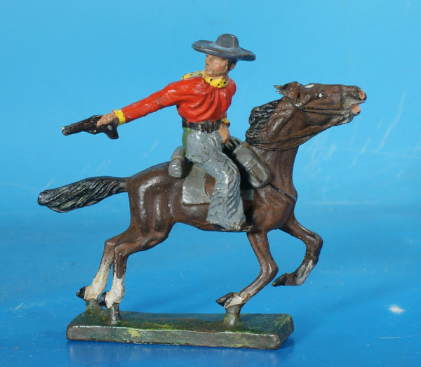LINEOL Cowboy mit Pistole zu Pferd um 1930 Masse WL749 c11