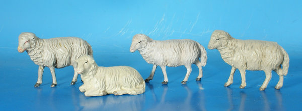 ELASTOLIN Krippenfiguren 4 Schafe um 1950 Masse Krip309 Vo