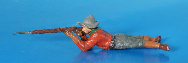 ELASTOLIN Cowboy liegend schießend um 1930 WE1516 c13